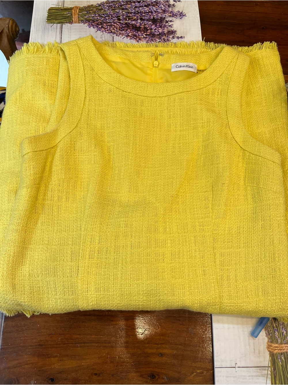 Calvin Klein Bright Yellow Textured Sleeveless Top